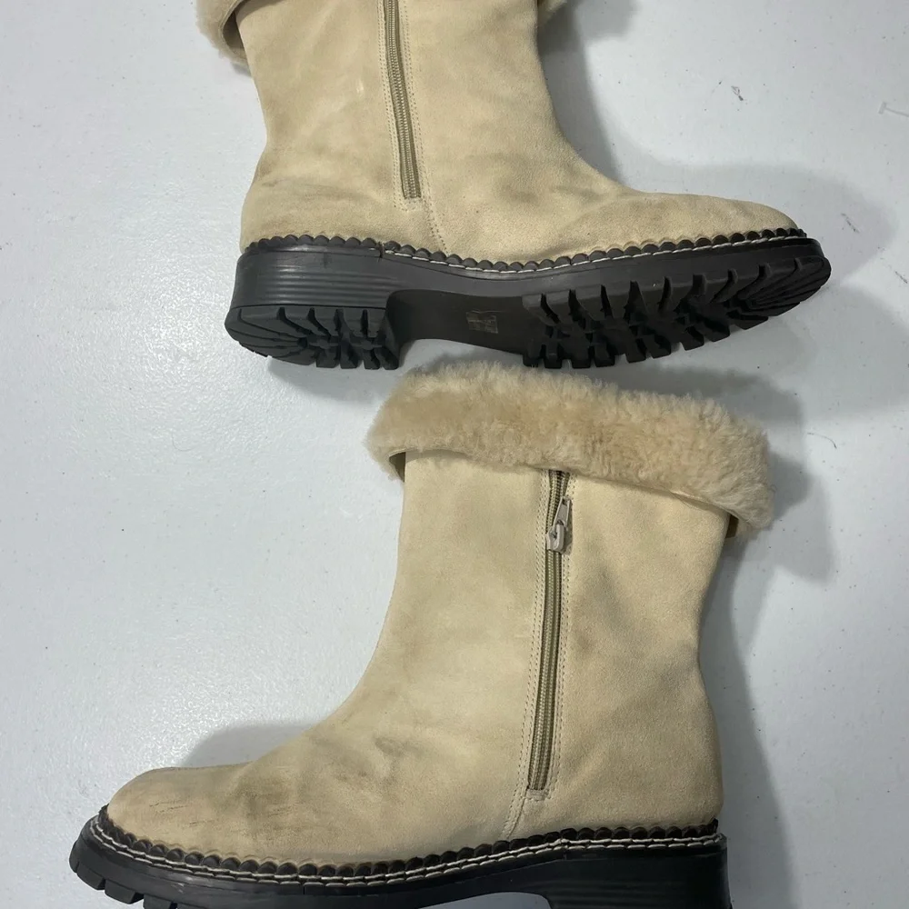 Coldwater Creek Beige Shearling Winter Boots SB-